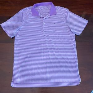 Vineyard Vines lilac/white Stripe polo. Purple